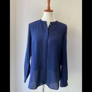 NWT beautiful navy blue J Crew blouse with pretty crochet detail down front/seam